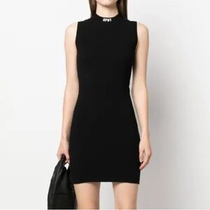 Heron Preston Ribbed Black Mini Dress